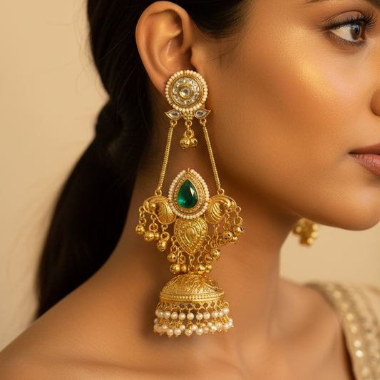 Drop Jhumka Kashmiri Earrings