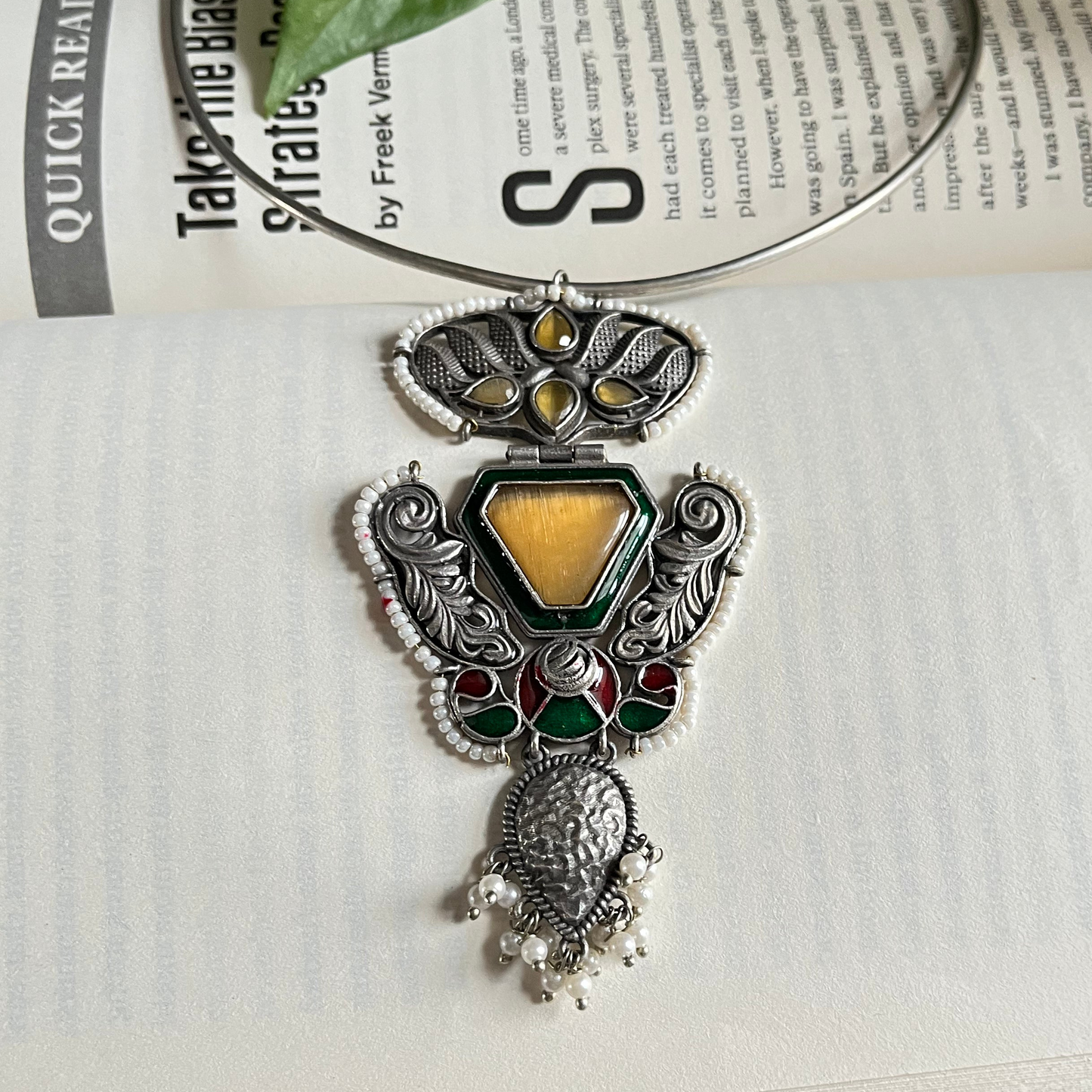 Yellow Stone Hasli Necklace Set