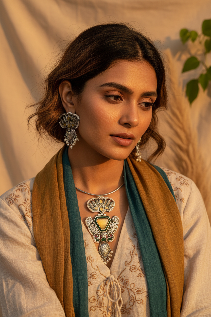 Yellow Stone Hasli Necklace Set