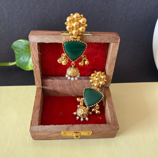 Gold Brass Ghungroo Earrings
