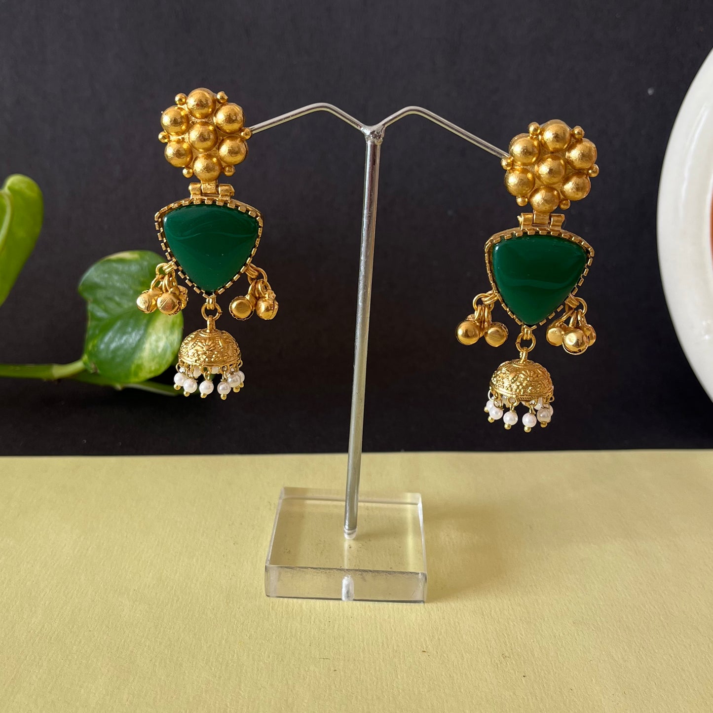 Gold Brass Ghungroo Earrings