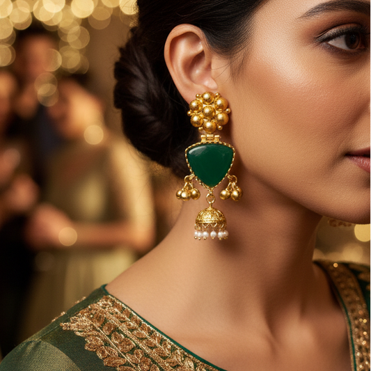 Gold Brass Ghungroo Earrings