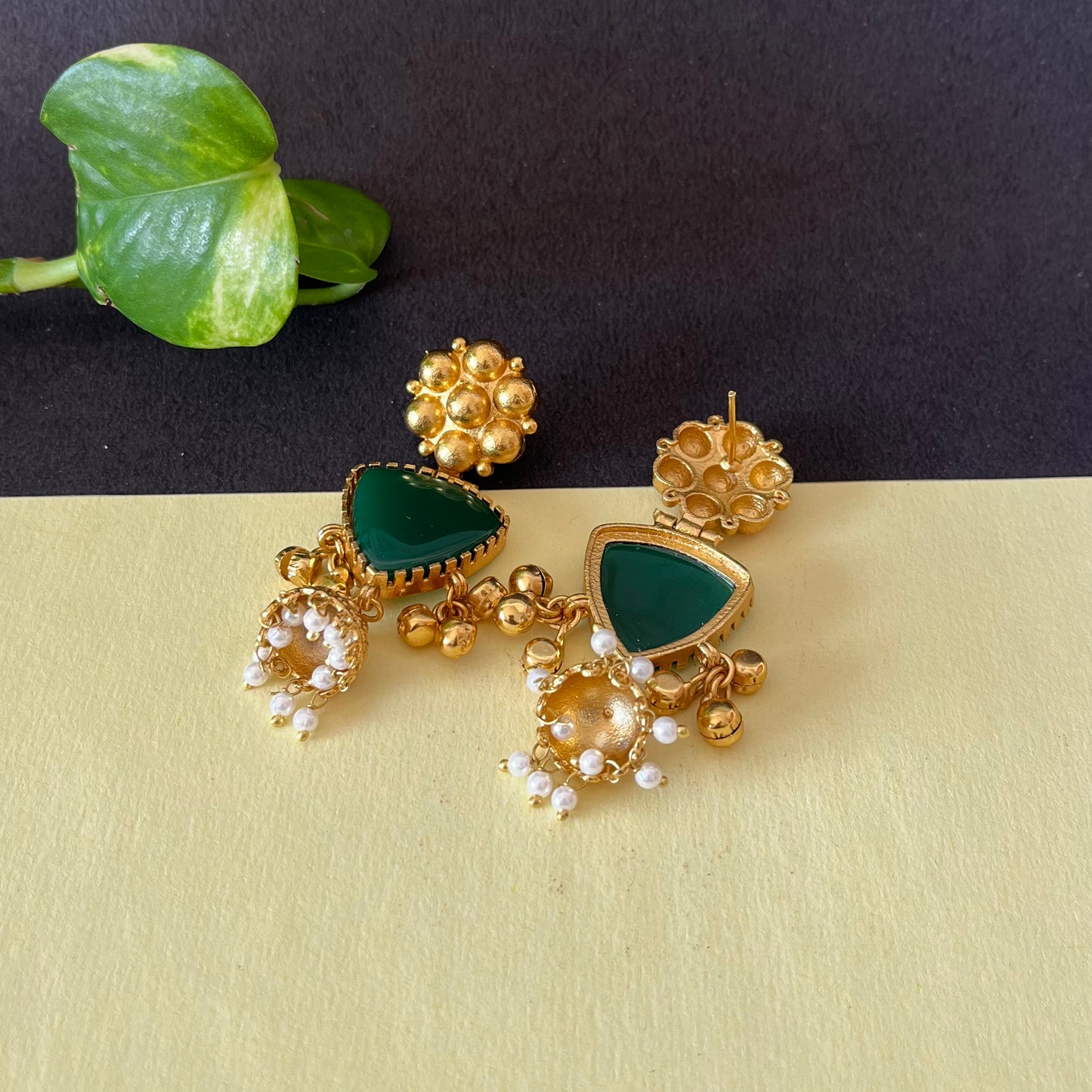 Gold Brass Ghungroo Earrings