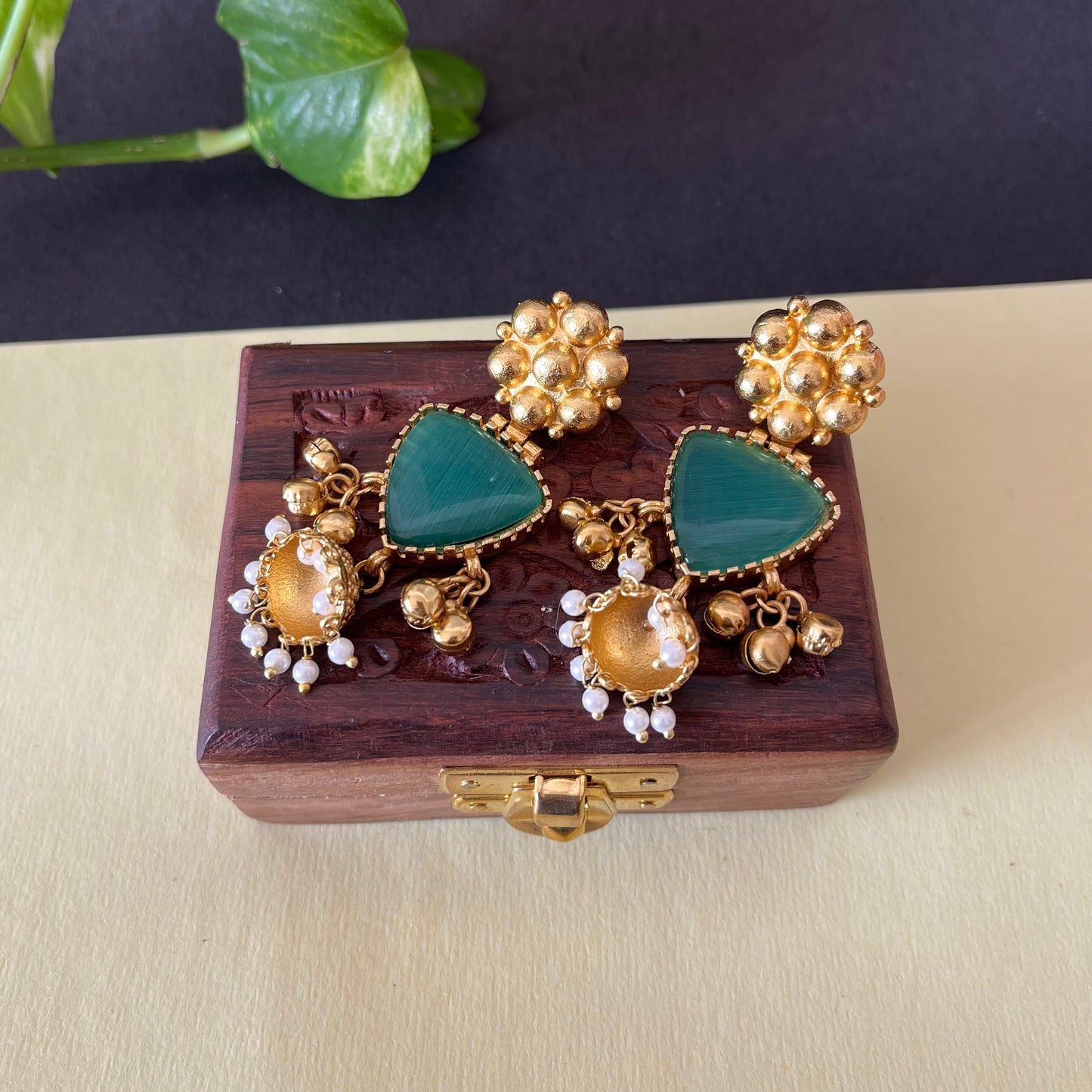 Gold Brass Ghungroo Earrings