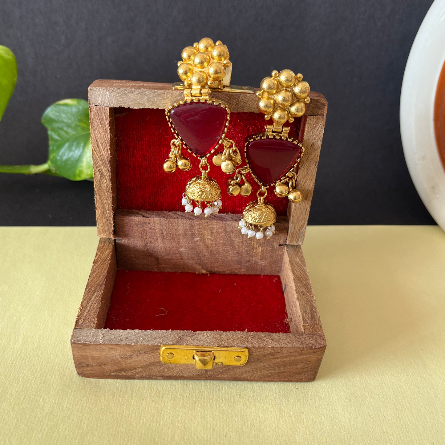 Gold Brass Ghungroo Earrings