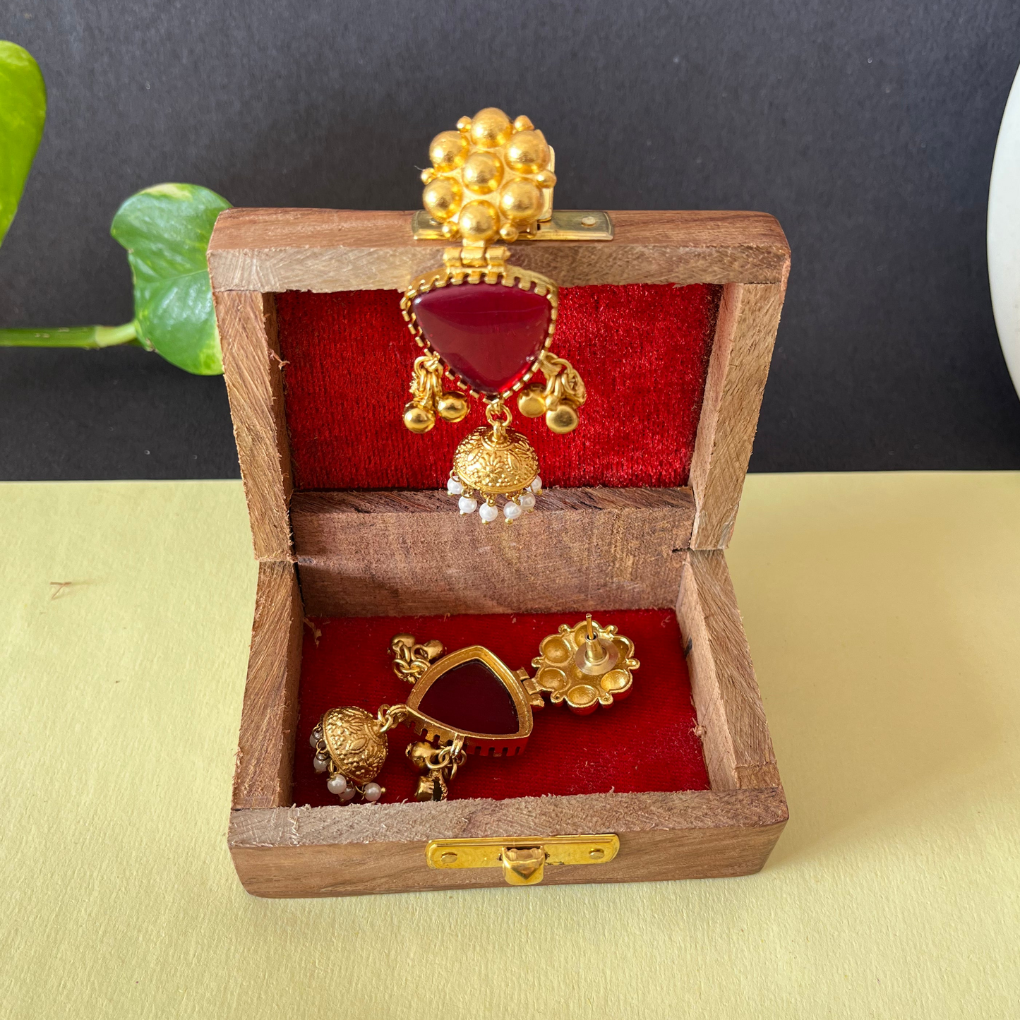 Gold Brass Ghungroo Earrings