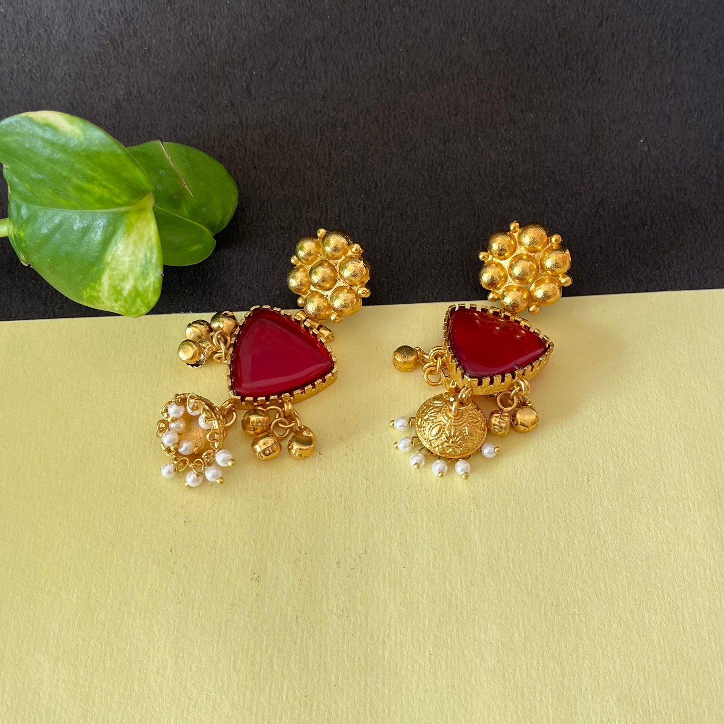 Gold Brass Ghungroo Earrings