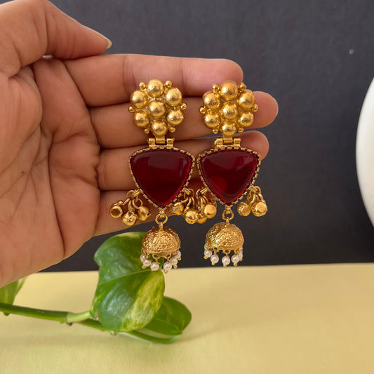 Gold Brass Ghungroo Earrings