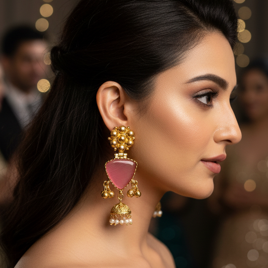 Gold Brass Ghungroo Earrings