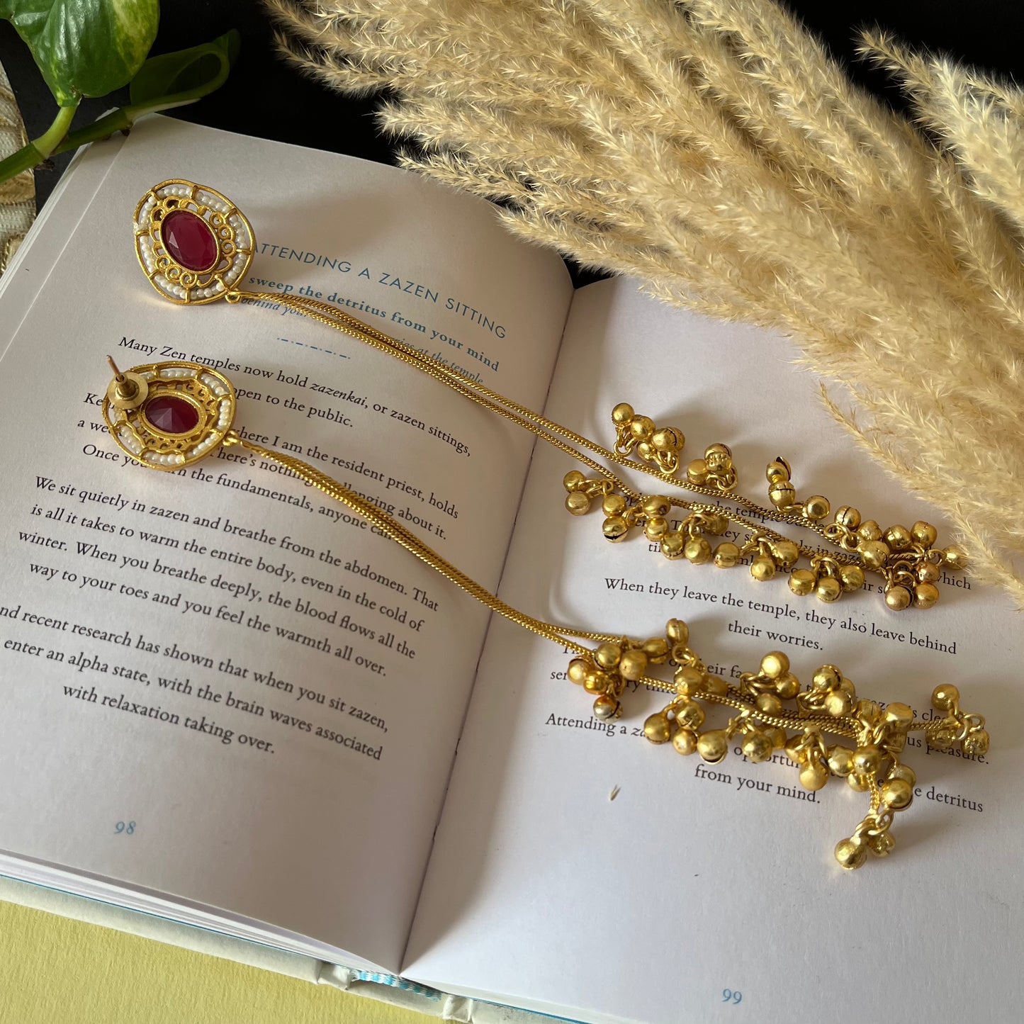 Stone Ghungroo Kashmiri Earrings