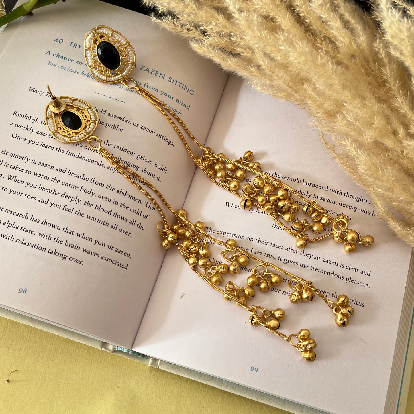 Stone Ghungroo Kashmiri Earrings