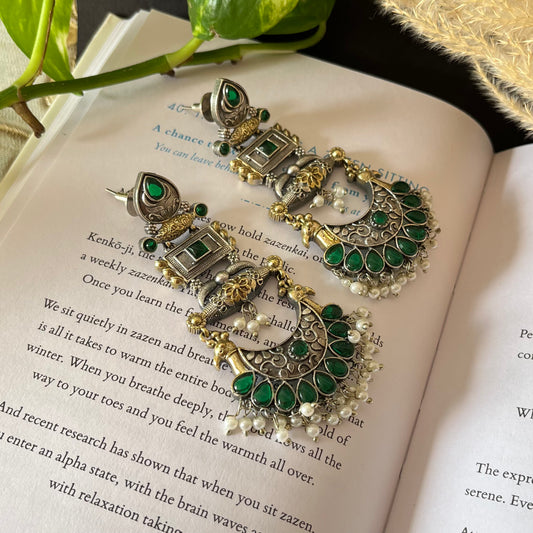 Dual Tone Dangler Earrings