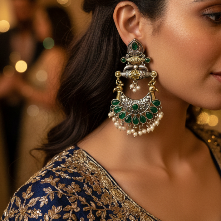 Dual Tone Dangler Earrings