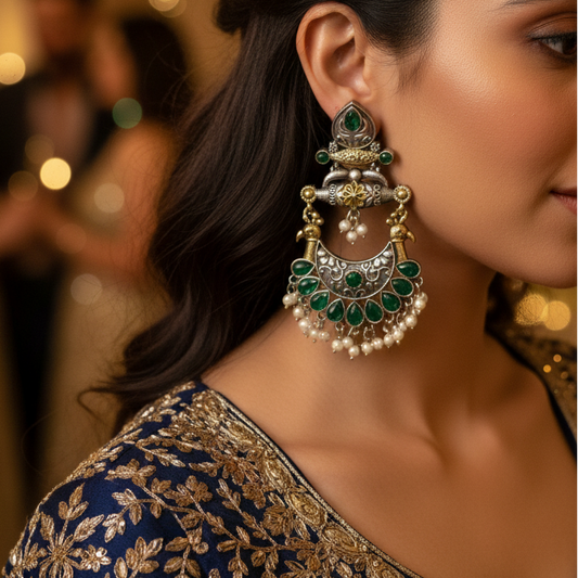 Dual Tone Dangler Earrings