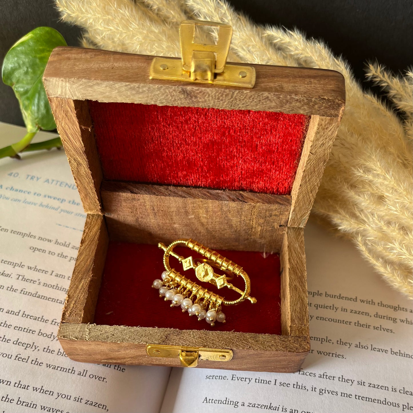 Brass Pearl Finger Ring