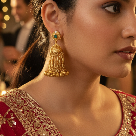 Hanging Ghungroo Jhumka Earrings