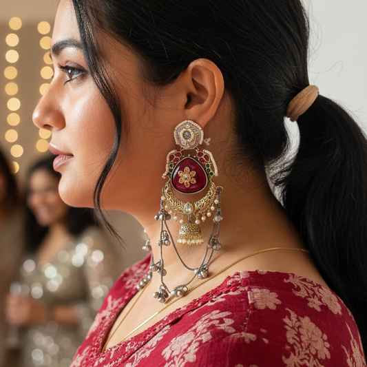 Dual Tone Kashmiri Earrings