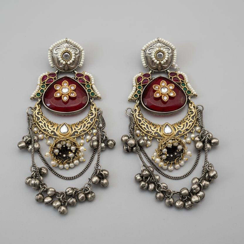 Dual Tone Kashmiri Earrings