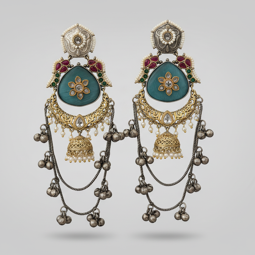Dual Tone Kashmiri Earrings