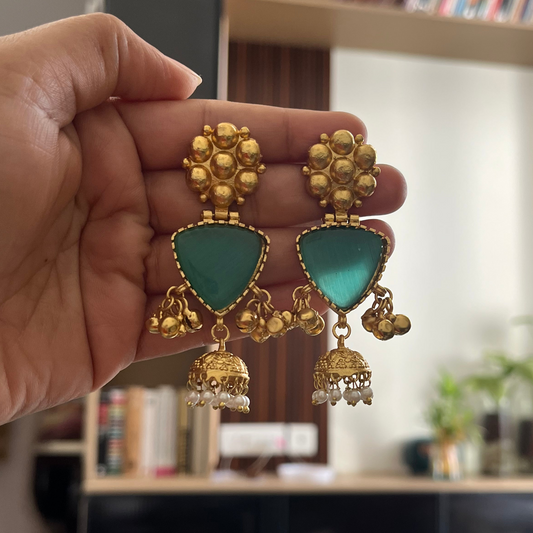 Gold Brass Ghungroo Earrings
