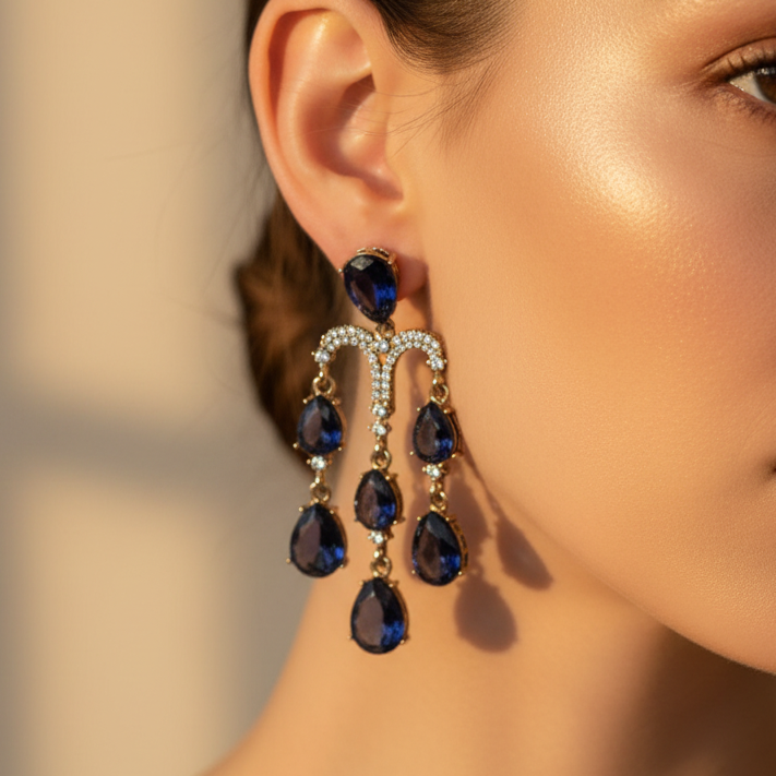 Stone Zircon Drop Earrings