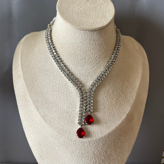 Ankita Red Zircon Necklace Set