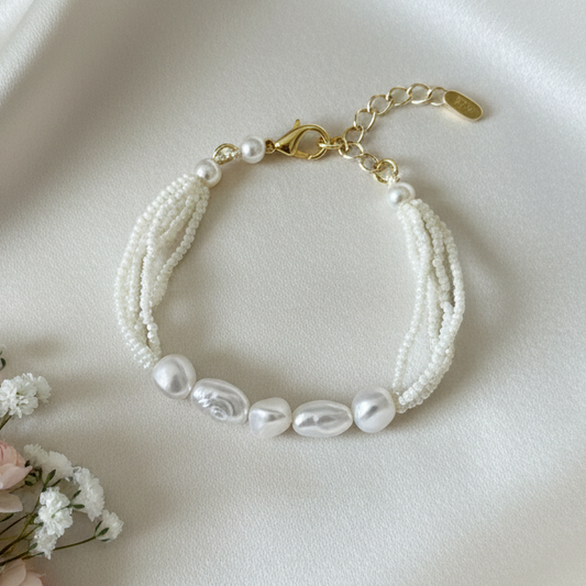 White Pearl Chain Bracelet