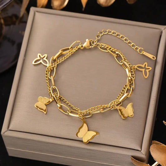 Butterfly Double Layer Chain Bracelet