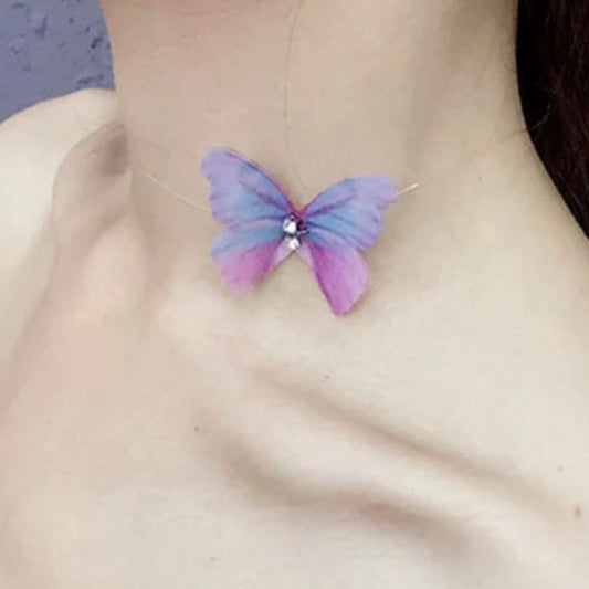 Butterfly Transparent String Choker Necklace