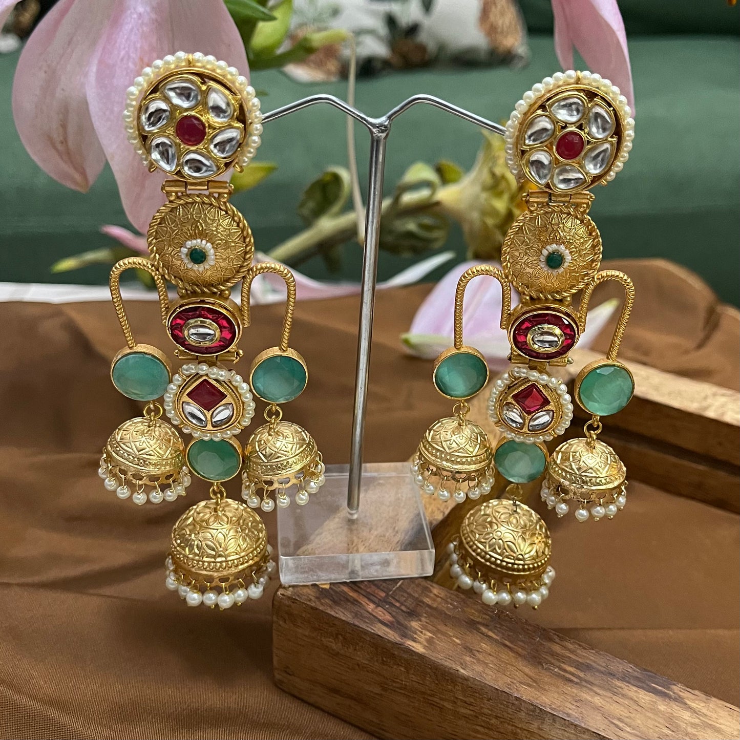 Designer Stone Jhumkas Earring