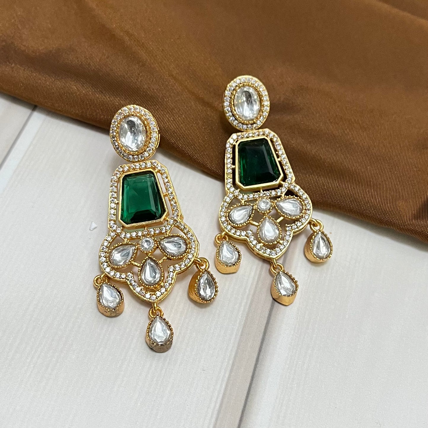 Green Stone Zircon Earring
