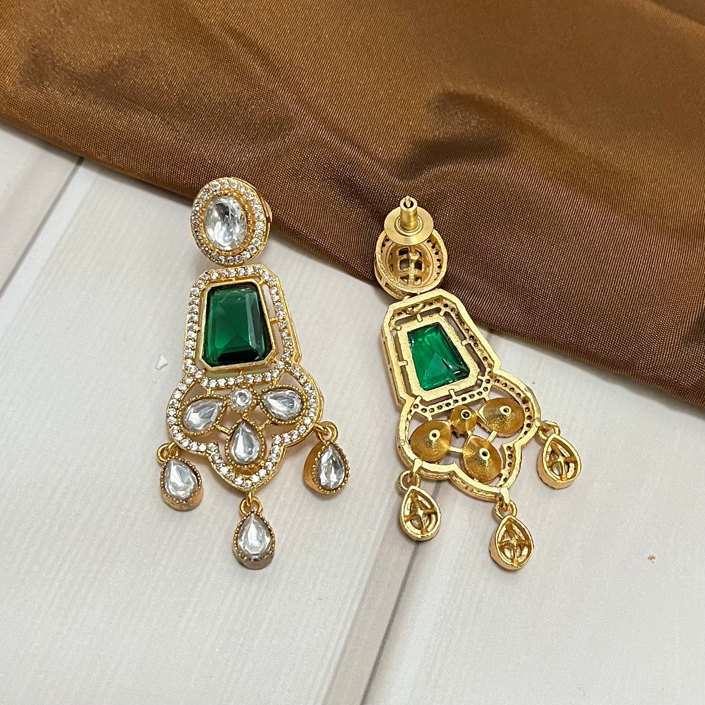 Green Stone Zircon Earring