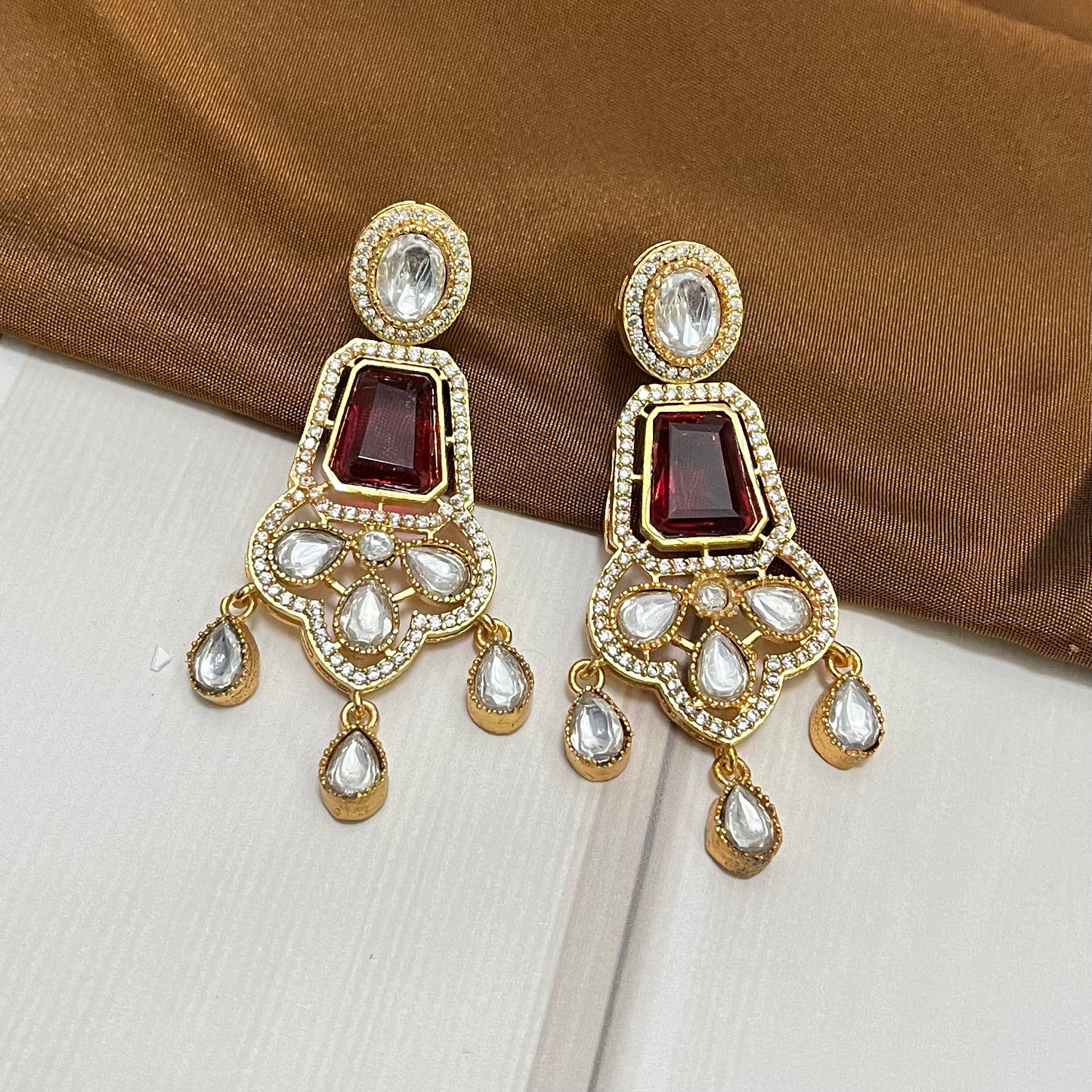 Red Stone Zircon Earring