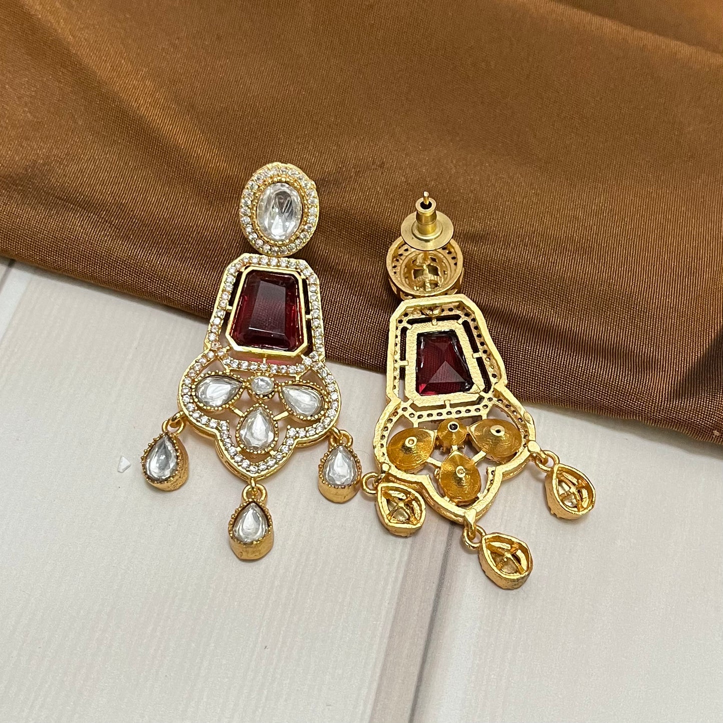 Red Stone Zircon Earring