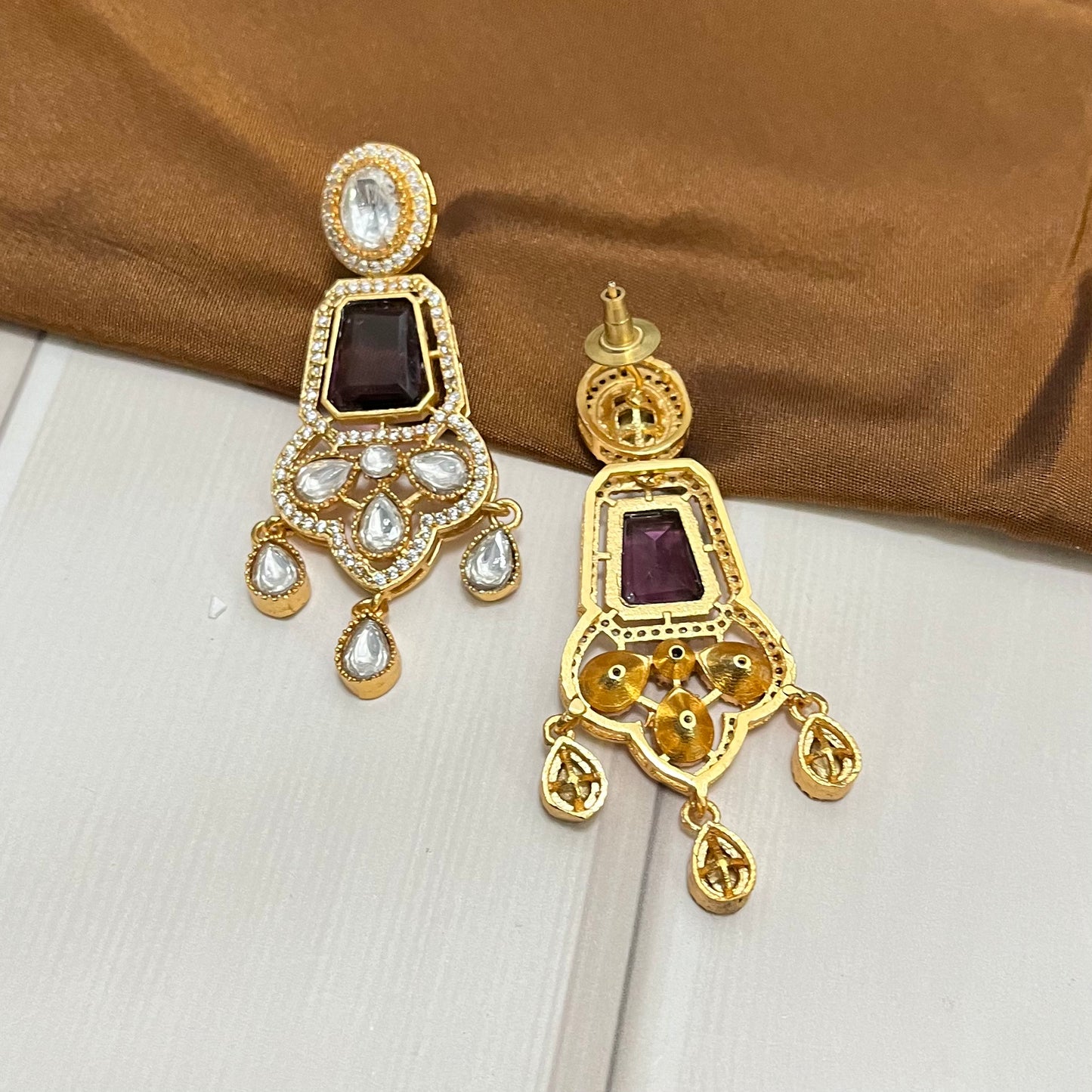 Purple Stone Zircon Earring