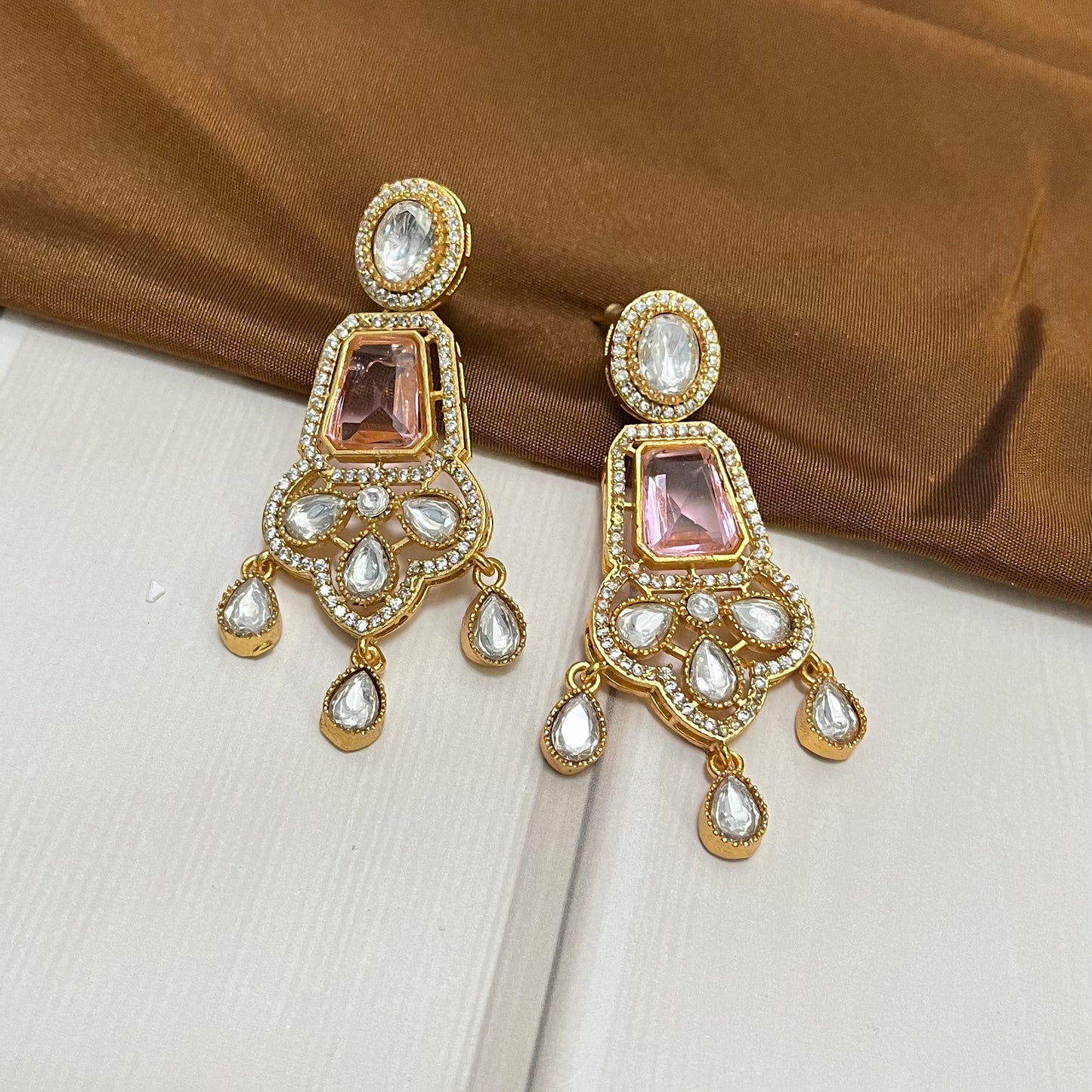 Pink Stone Zircon Earring