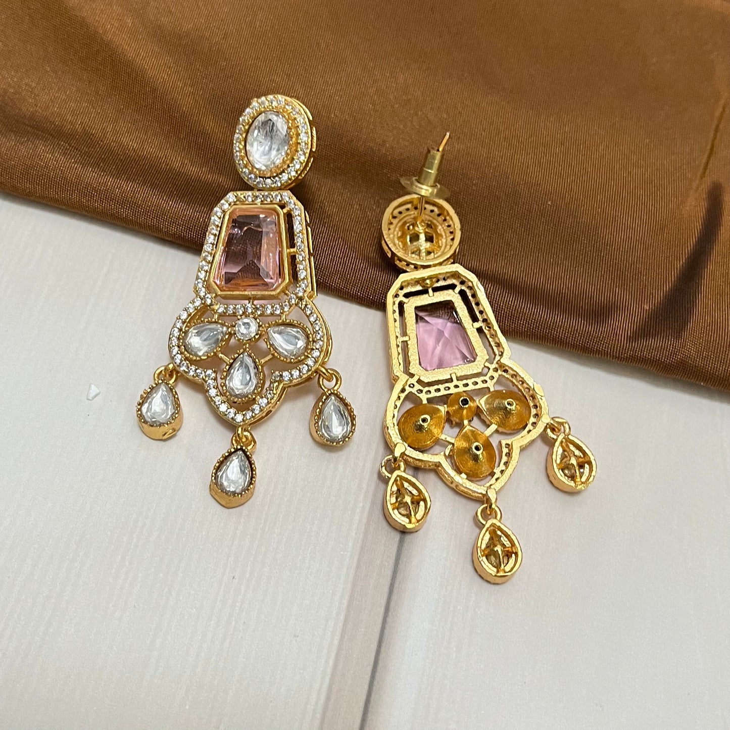 Pink Stone Zircon Earring