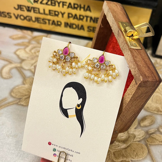 Pearl Hanging Moissanite Polki Bugadi