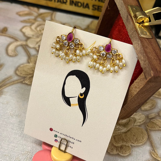 Pearl Hanging Moissanite Polki Bugadi