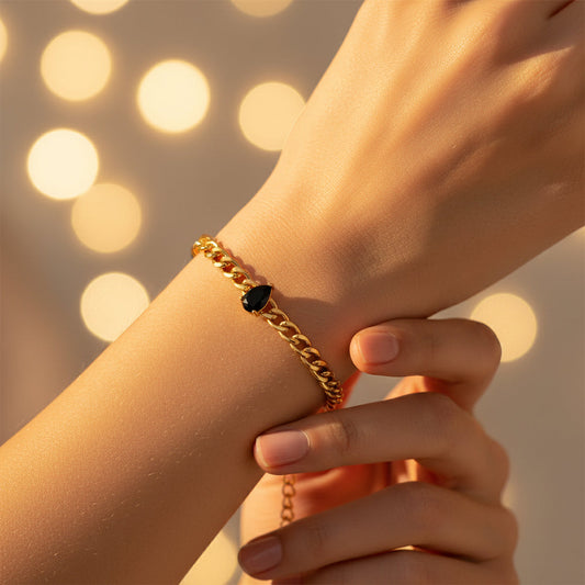 Black Teardrop Chain Bracelet