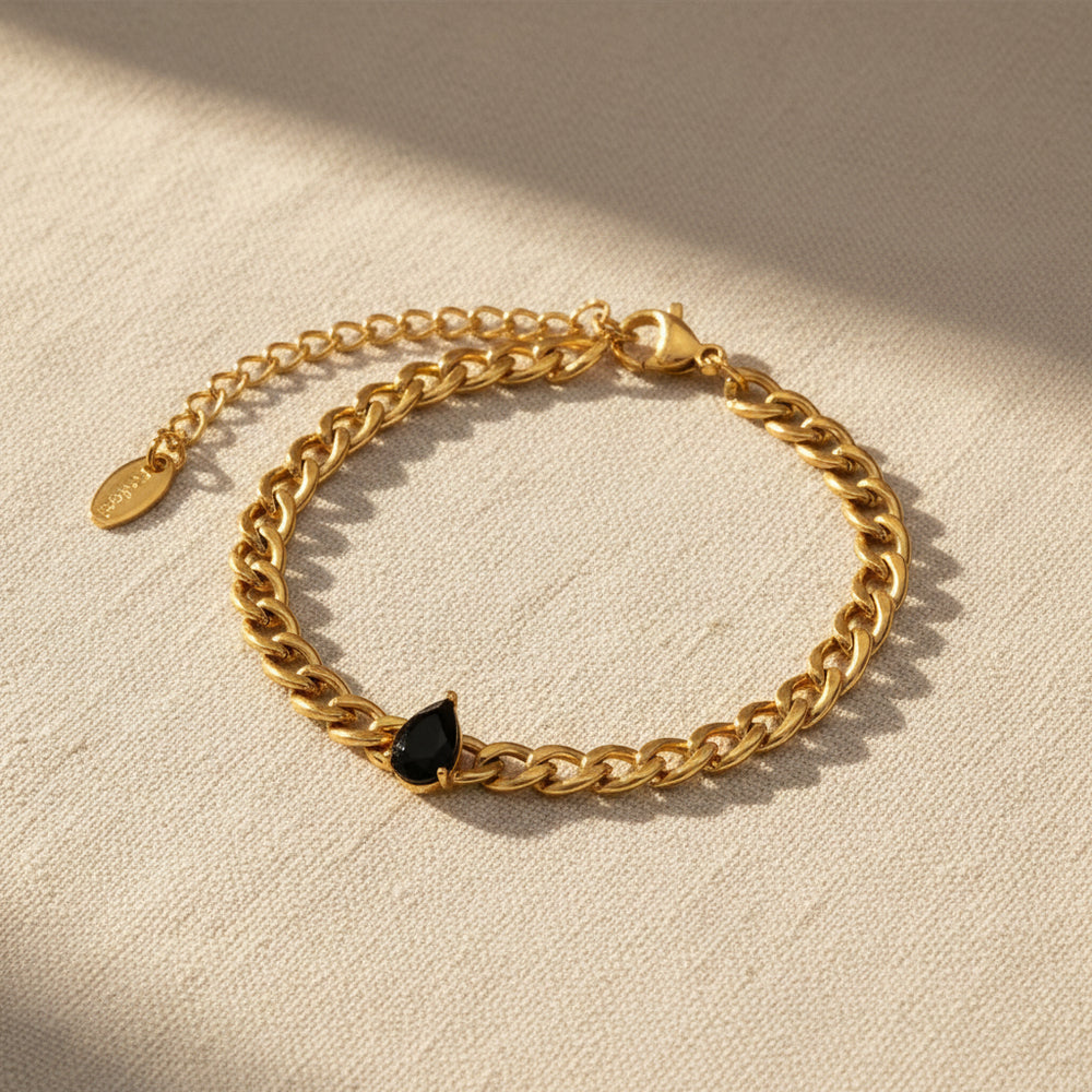 Black Teardrop Chain Bracelet