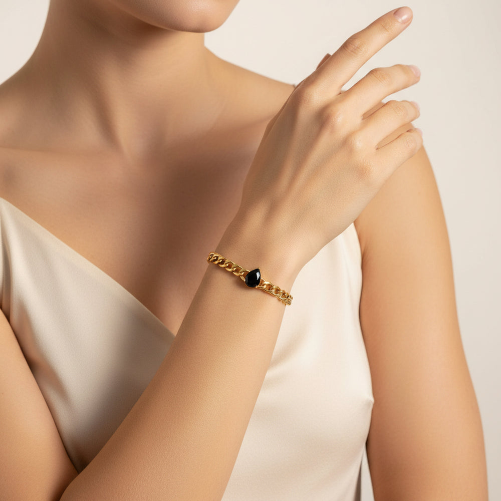 Black Teardrop Chain Bracelet