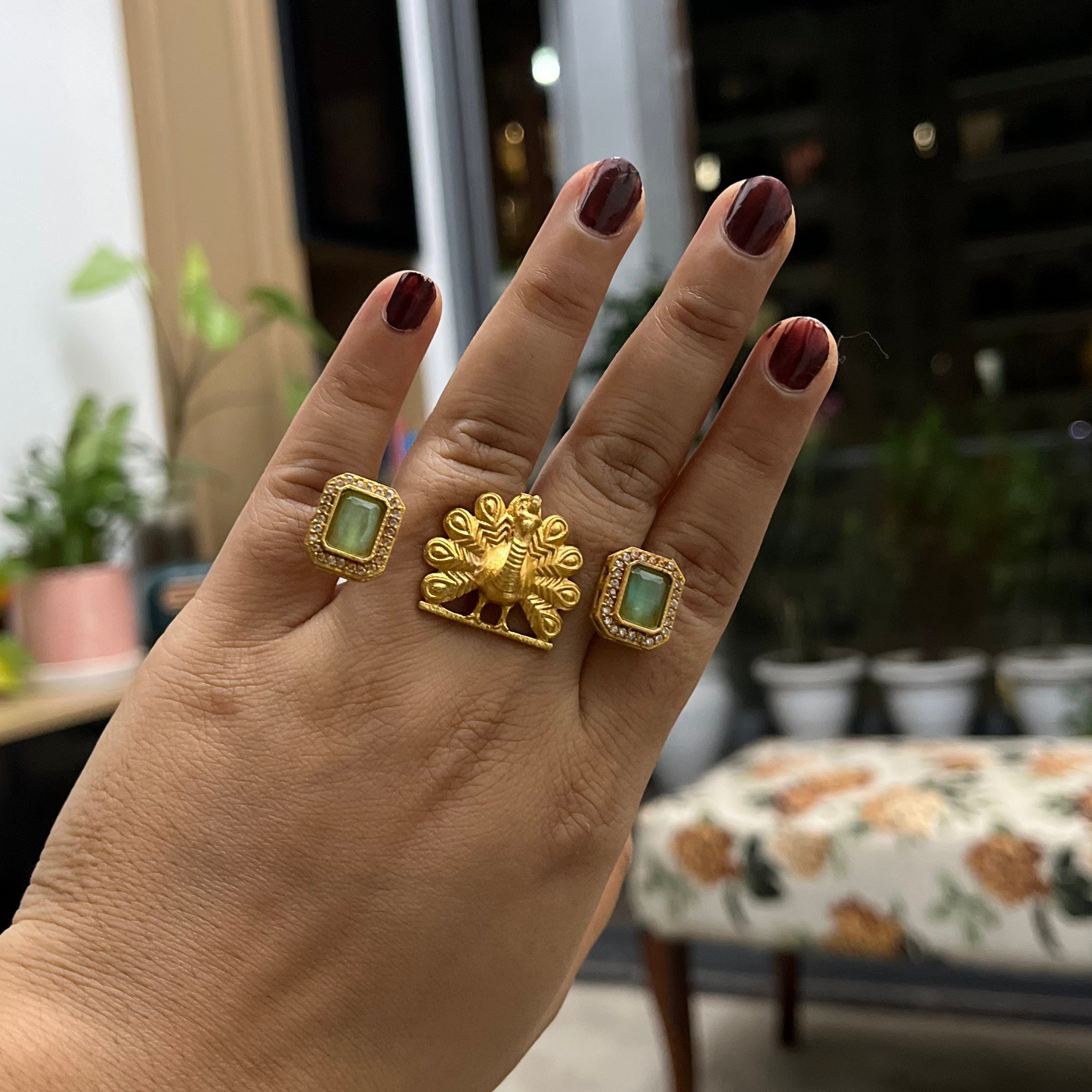 Peacock Stone Statement Ring