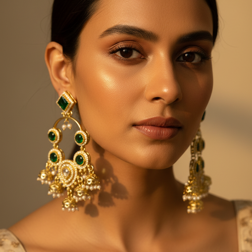 Green Stone AD Earrings