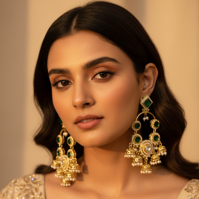Green Stone AD Earrings