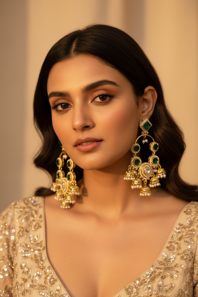 Green Stone AD Earrings