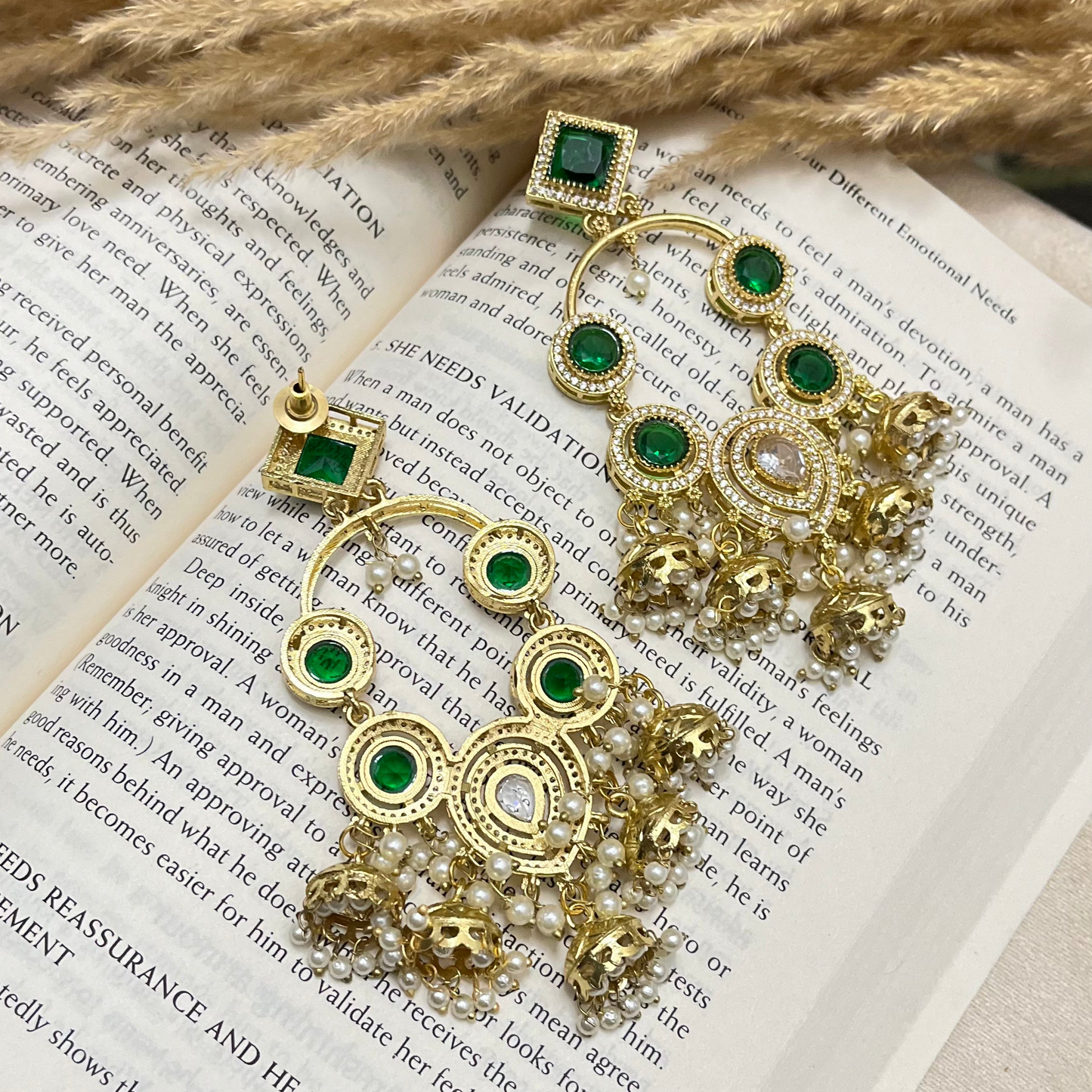 Green Stone AD Earrings
