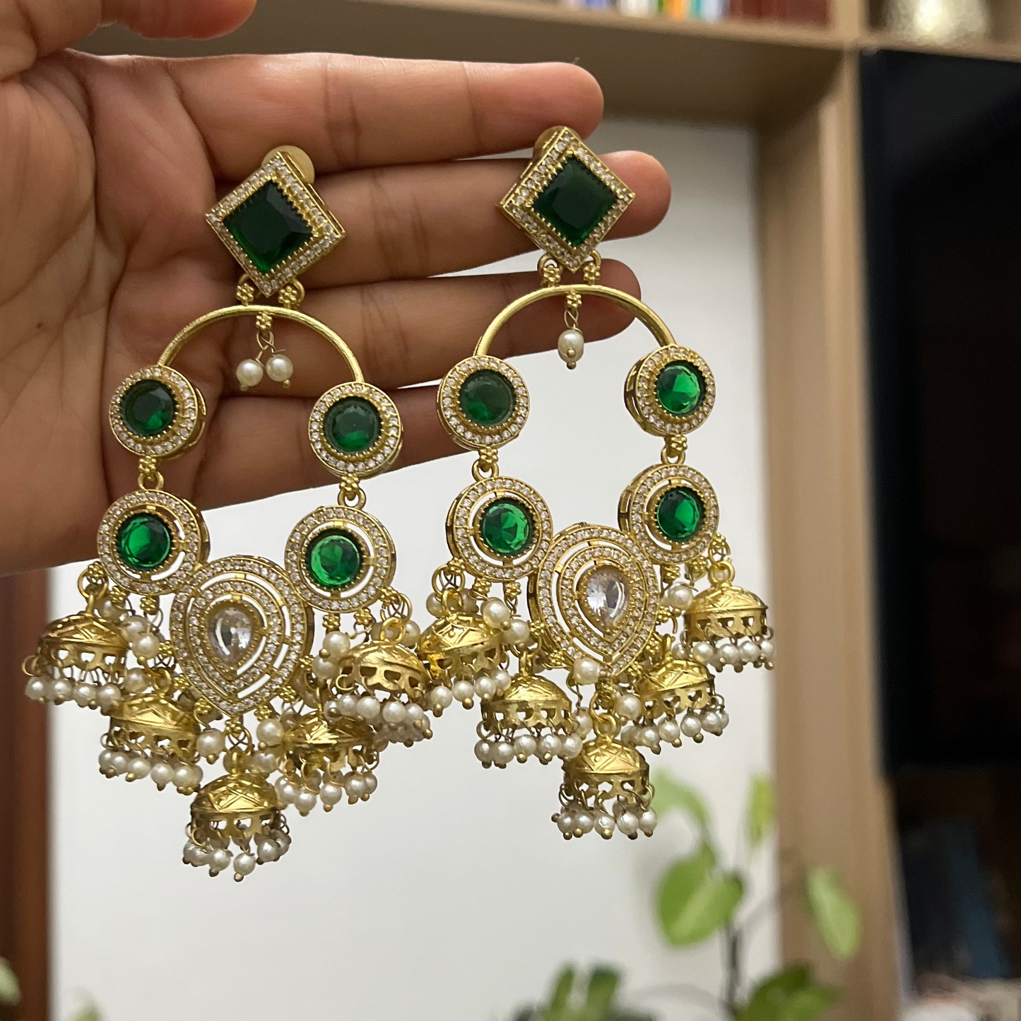 Green Stone AD Earrings