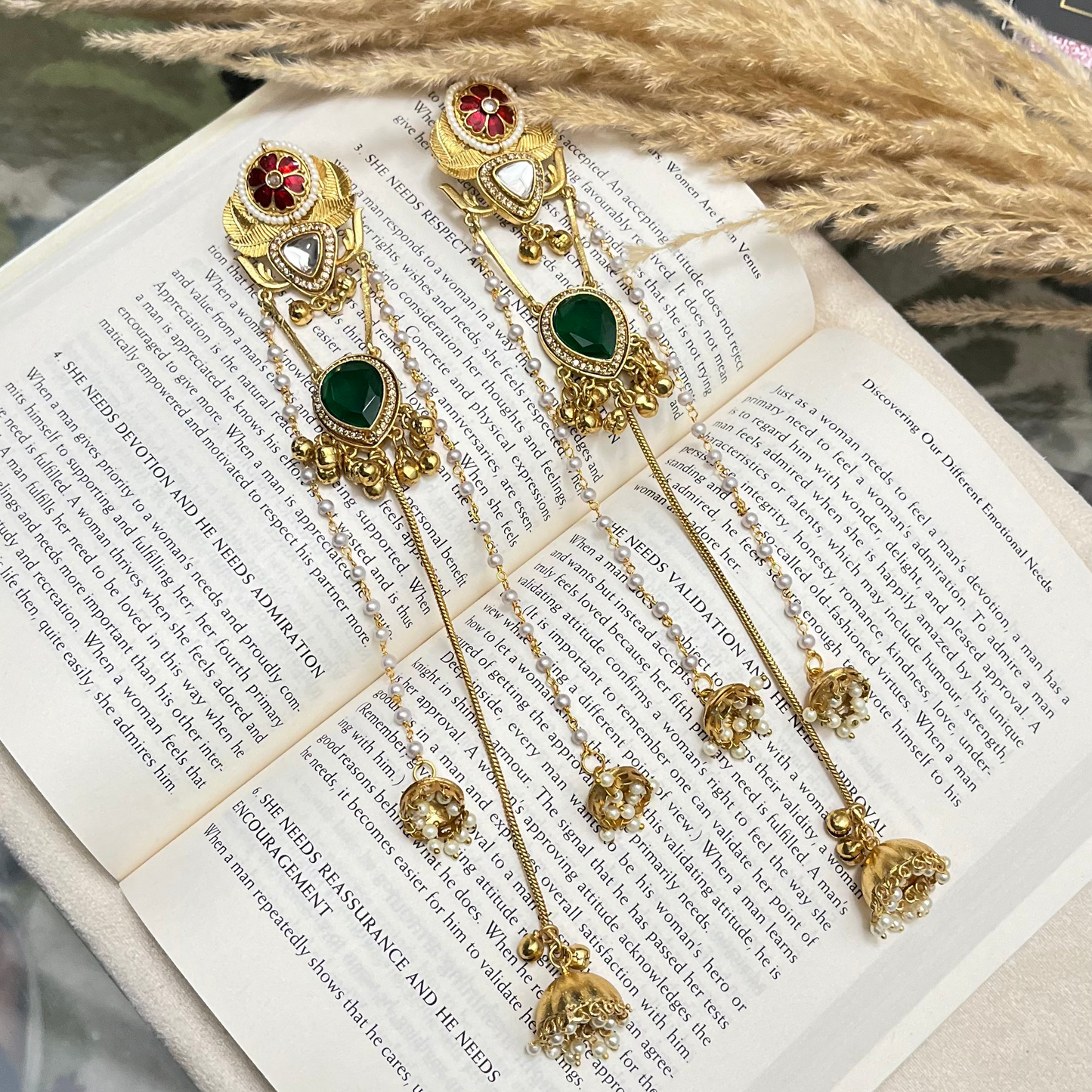 Pachi Kundan Stone Kashmiri Earrings