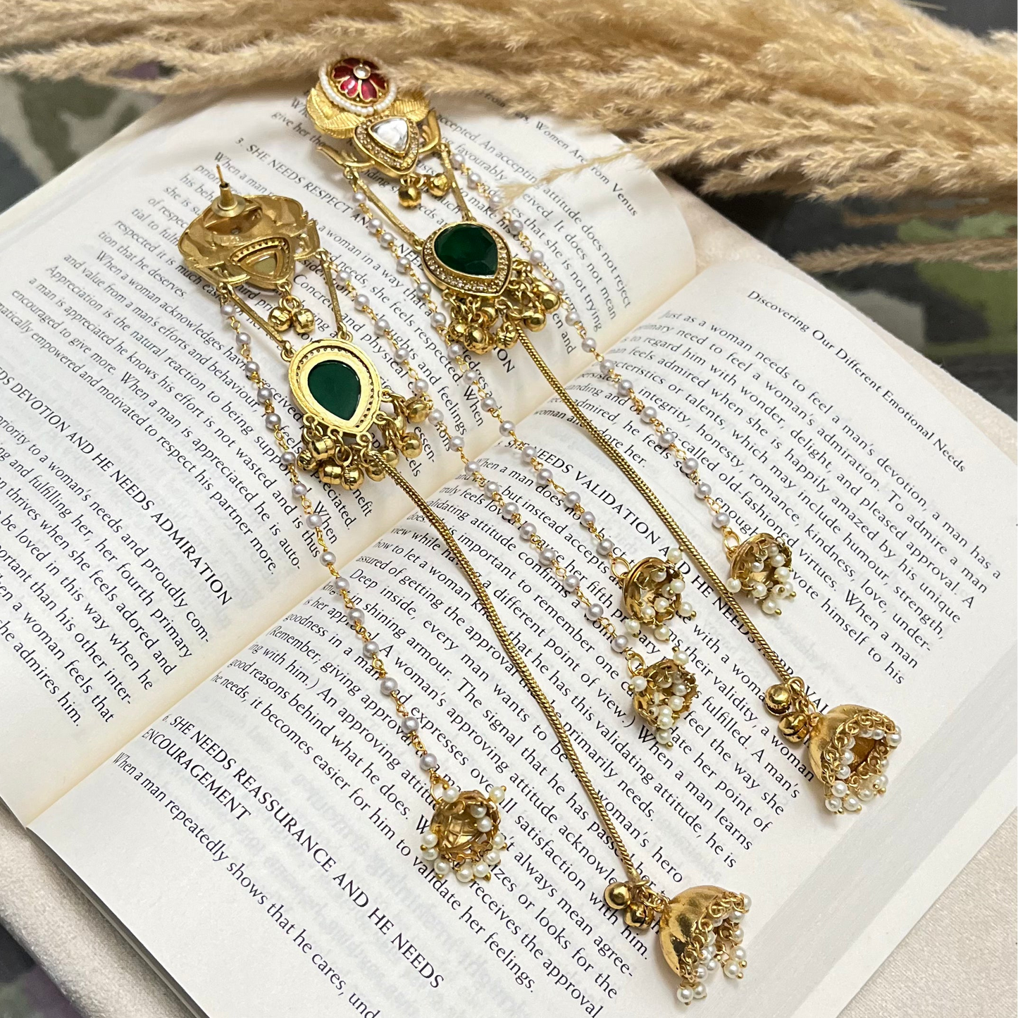 Pachi Kundan Stone Kashmiri Earrings